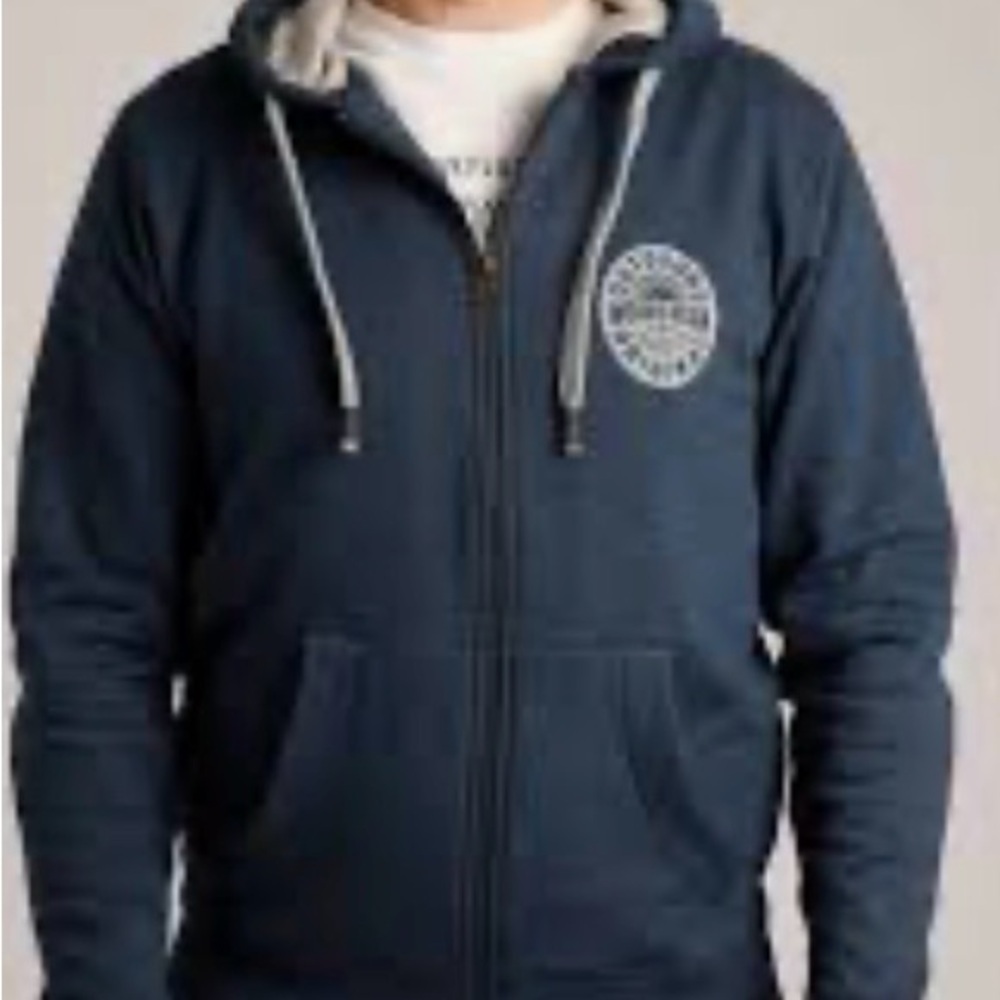 Men's Navy Blue, bluegrass Zip-Up telluride hoodie unisex Sweater size M cherpa